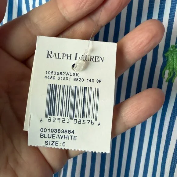 NWT Ralph Lauren Sport Blue & White Striped Shirt - Picture 5 of 6